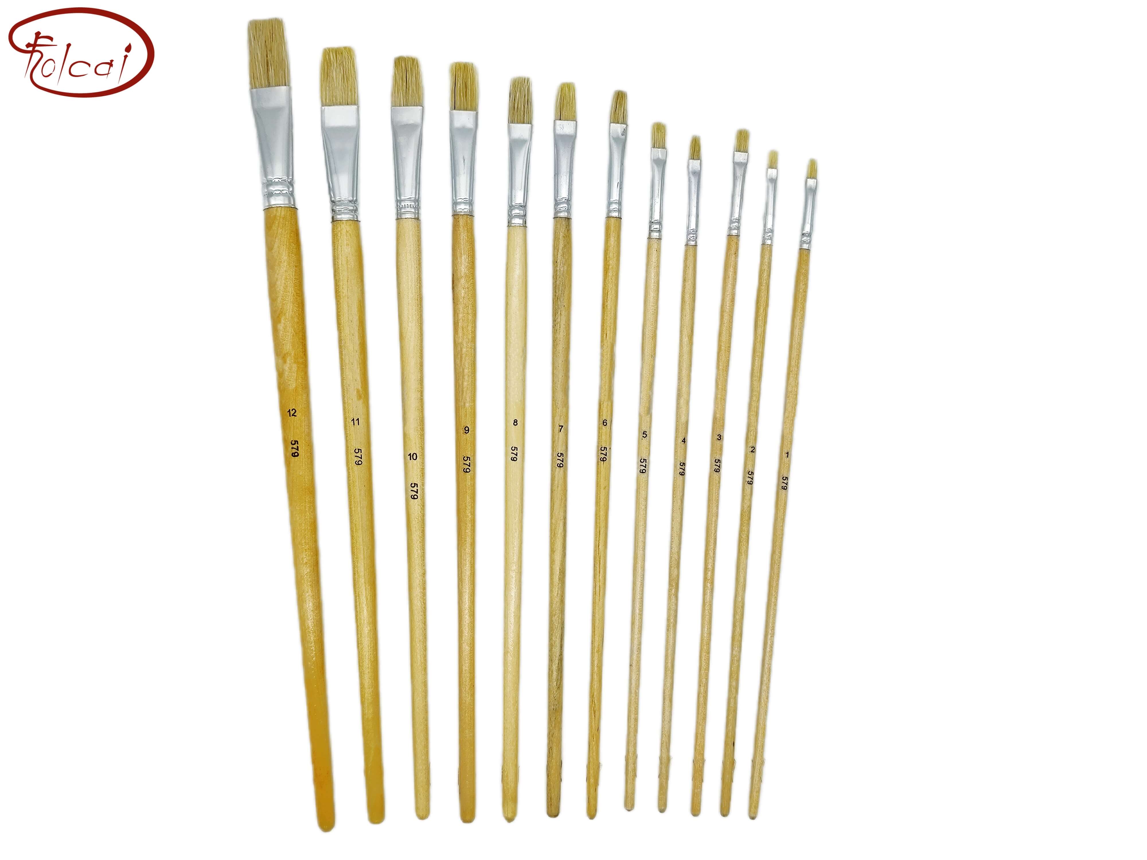 579 Flat Hog Bristle Oil Paint Brushes Folcai Art Materials